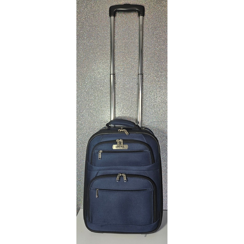 Kenneth Cole Reaction Blue Soft Rolling Carry On Suitcase Luggage RUGGED Vintage - Picture 2 of 13